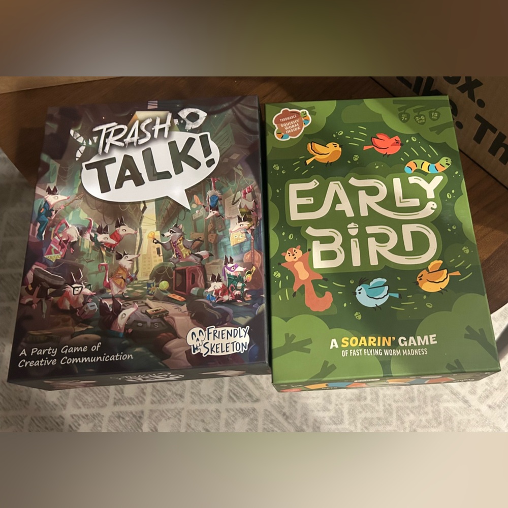 Trash Talk & Early Bird Game Like-new Plus Unopened LCR and Uno Go